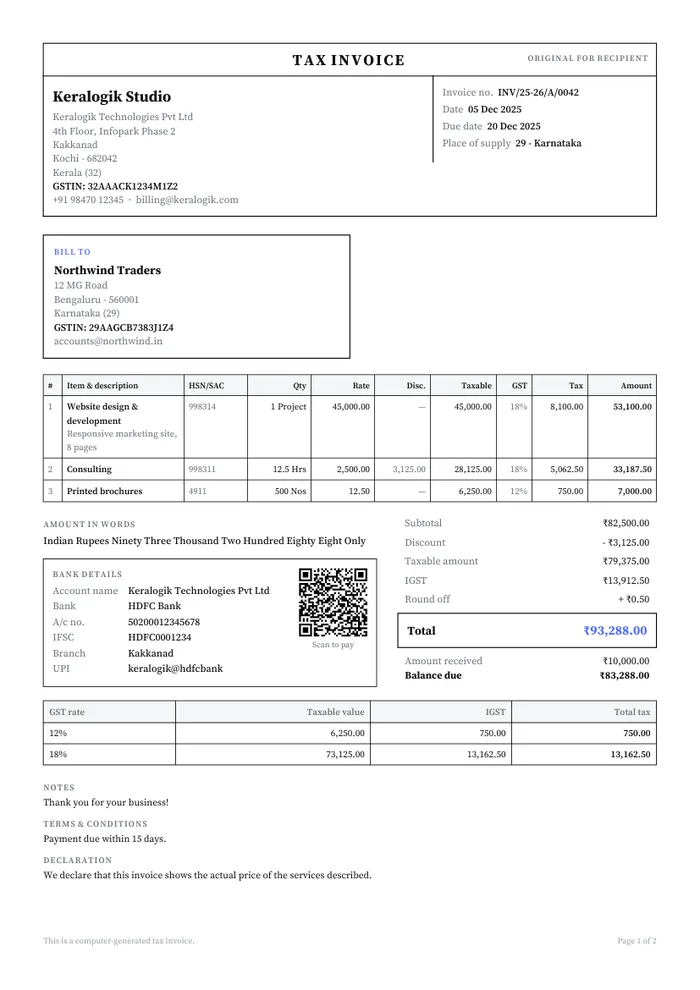Classic invoice template